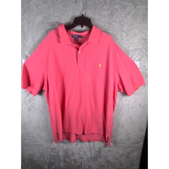 Polo Ralph Lauren Other - Polo Ralph Lauren Mens 3XB Pink Short Sleeve Pique Polo Shirt Yellow Pony Logo